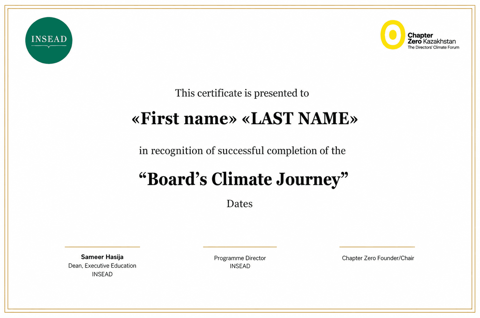 INSEAD-Chapter Zero Kazakhstan certificate